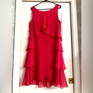 Ladies size 18 dressy dress -SL Fashions tiered chiffon dress in bright pink